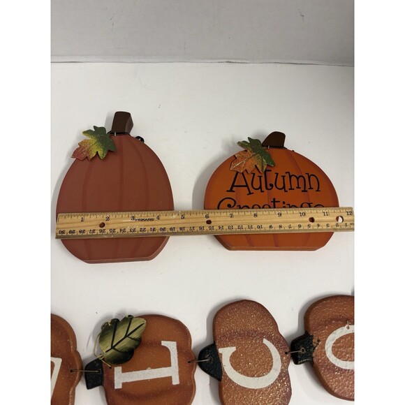 3 Piece Pumpkin Lot Vintage Welcome Sign Free standing Pumpkins - Picture 6 of 9